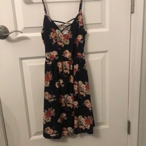 Black floral skater dress